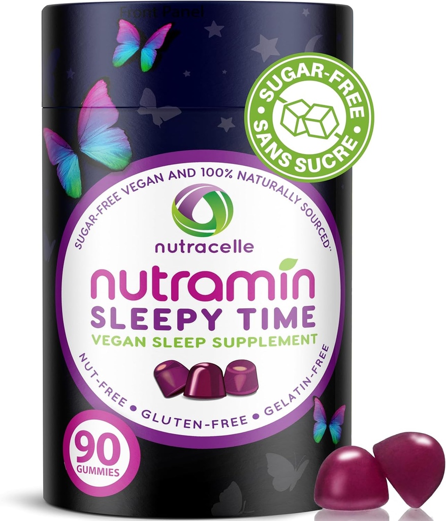 Nutramin Sleepy Time Gummy: Le végétalien, sans sucre, naturel Melatonine 5mg pour un sommeil plus long et plus profond - Pas de gogginess du jour suivant, non-Habit formant Delicious & sans médicament Allergie-Safe Sleep Gummies