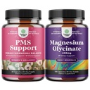 Bundle of PMS Support Supplement for Women – Hormone Balance & Menstrual Discomfort with DIM Chasteberry and Pure Magnesium Glycinate Supplement 400mg Per Serving for Mood Sleep and Relaxation Support