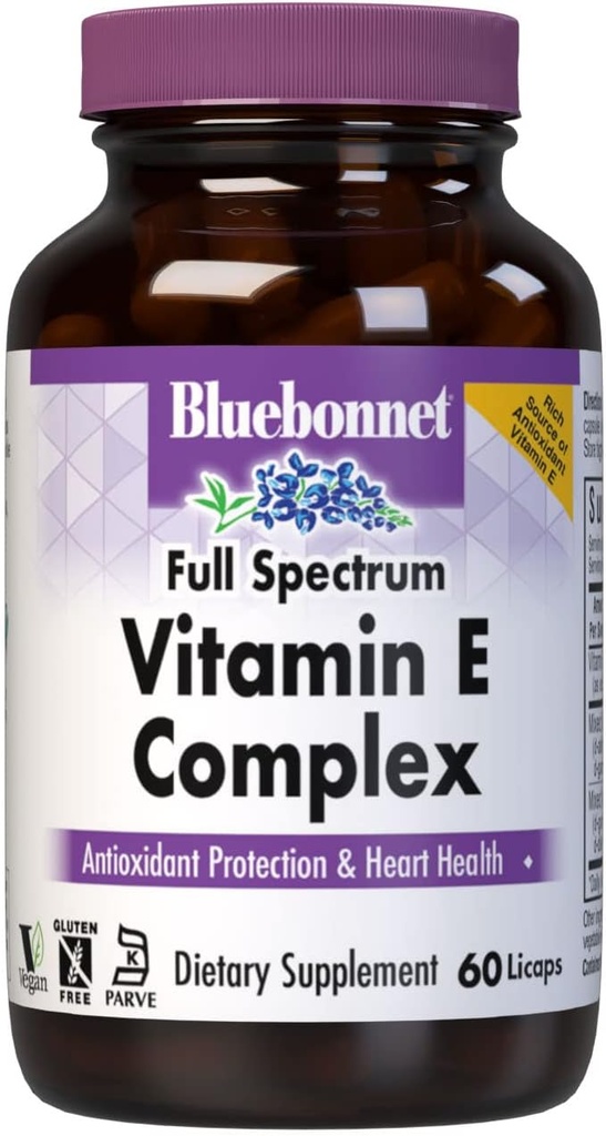Complexe Vitamine E à spectre complet naturel Bluebonnet - 60 Licaps