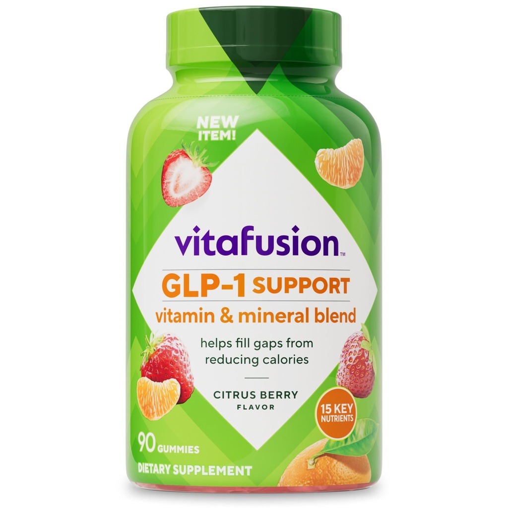 vitafusion GLP-1 Support Multivitamin, Vitamin and Mineral Blend, 15 Essential Nutrients, Citrus Berry Flavor, 90 Count, 45 Day Supply