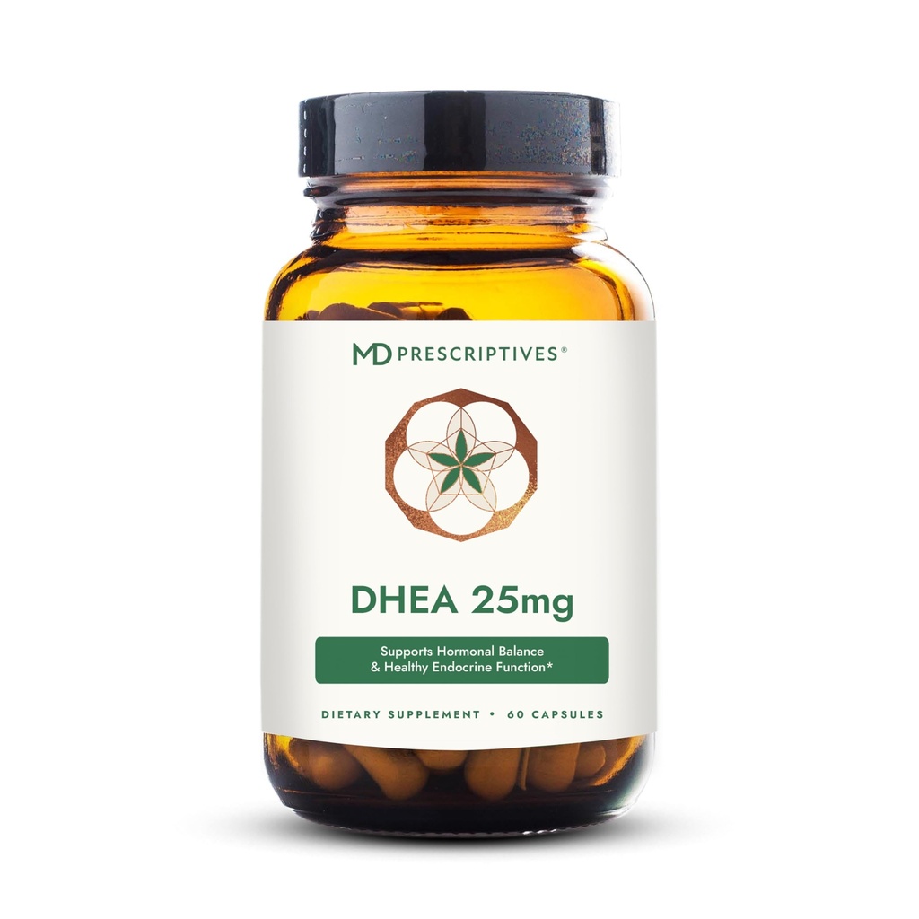 MD Prescriptives DHEA 25mg Dietary Supplement - Micronized from Natural Wild Yam - Supports Bone Health & Hormone Balance* - Suitable for Vegetarians - Just One Capsule Daily - 60 Capsules