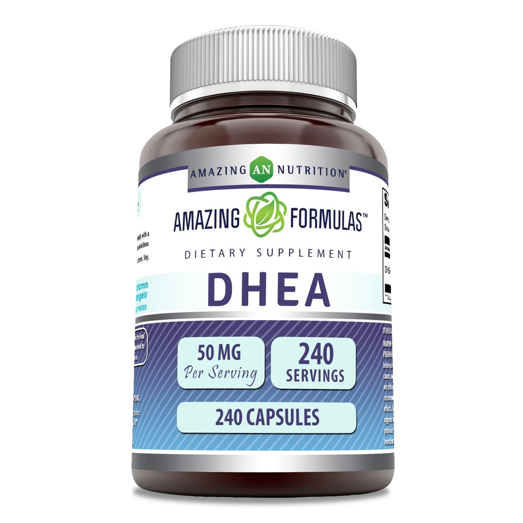 Amazing Formulas DHEA 50 Mg per Serving | Dehydroepiandrosterone | 240 Capsules Supplement | Non-GMO | Gluten-Free | Made in USA