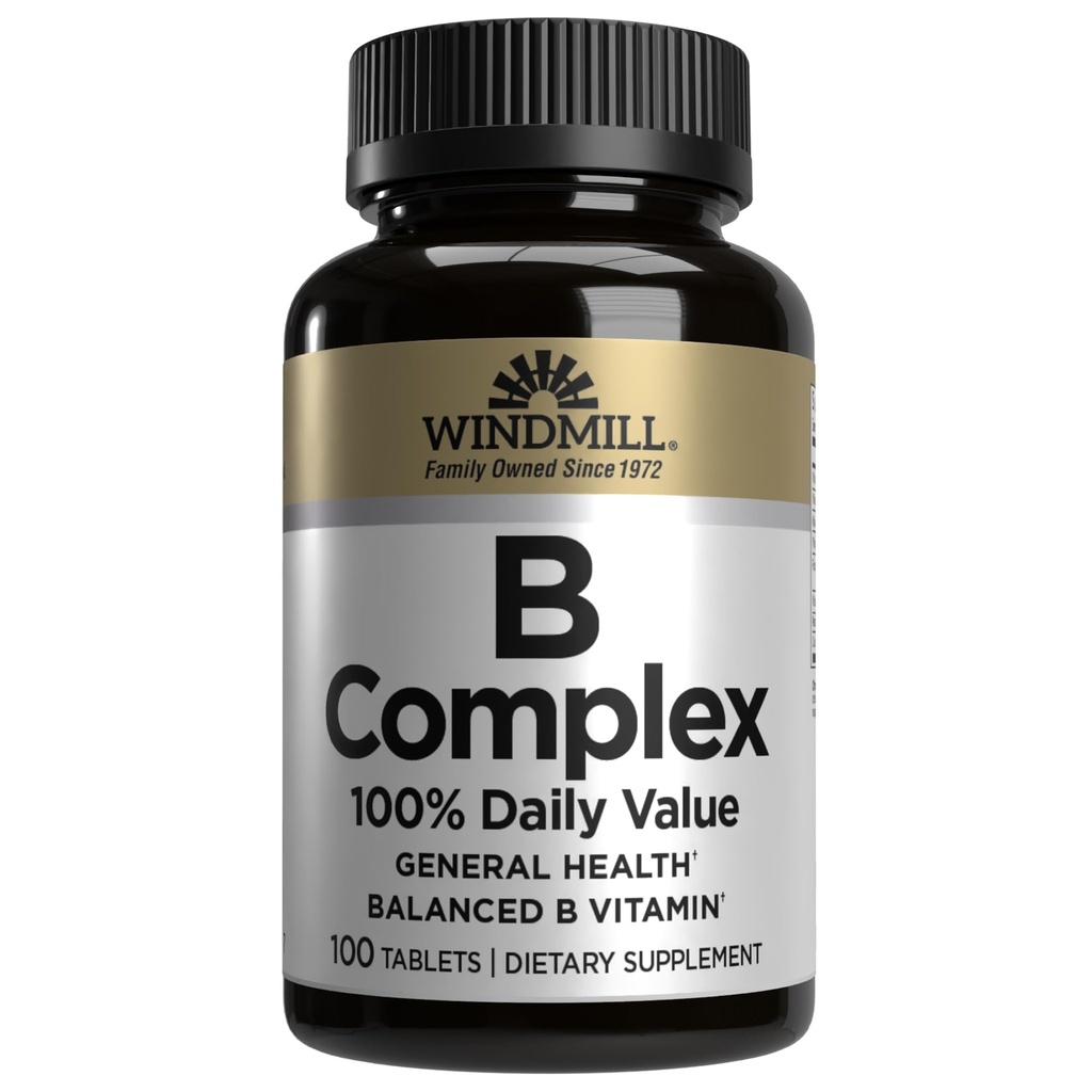 Ventillill Vitamines naturelles Complexe B (valeur quotidienne de 100 %), stimuler la production d'énergie et promouvoir le métabolisme, 100 comprimés, 100 portions