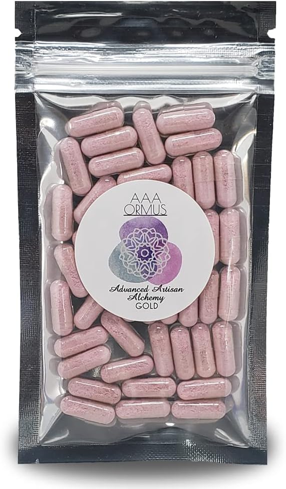 ORMUS Gold - Capsules d'or colloïdal Vegan - Ormus d'or monoatomique - Pierre du philosophe - 45 Count Bag