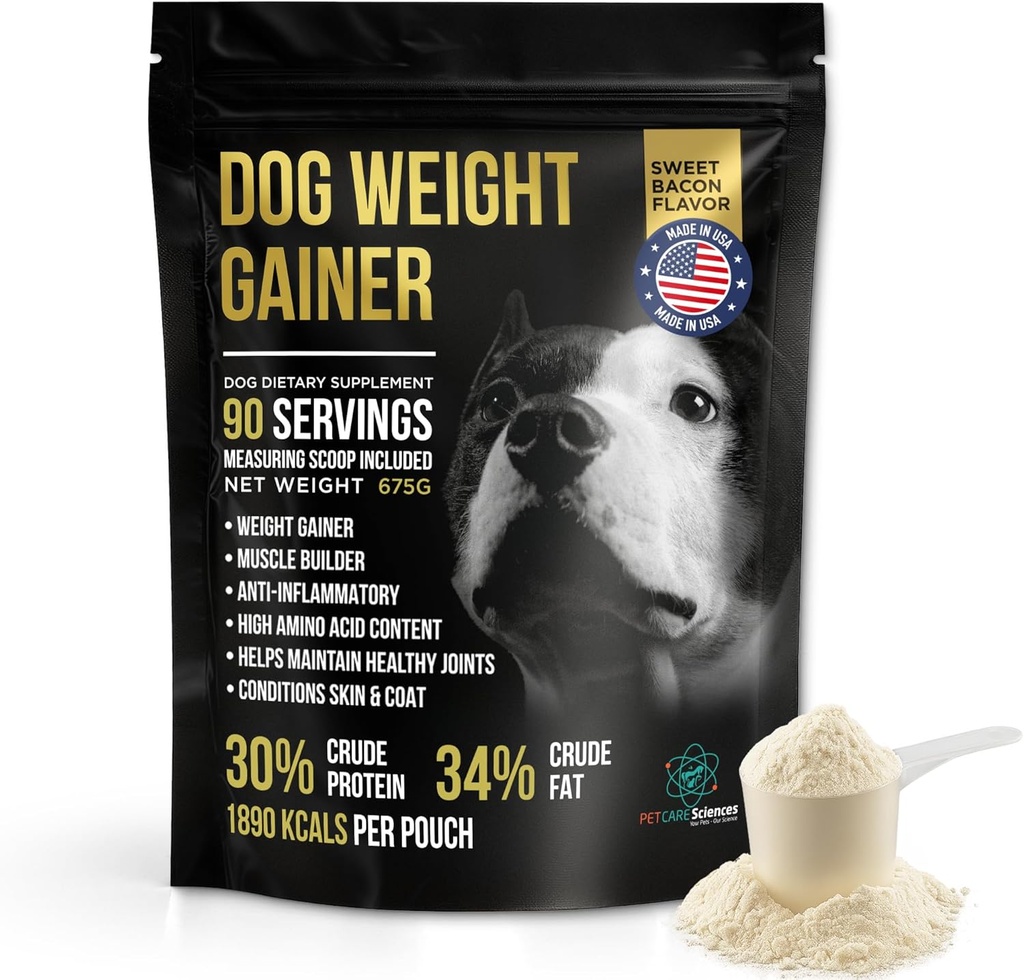 Dog Weight Gainer Environ 90 portions - Suppléments de gain de poids pour chiens - Canine and Dog Muscle Builder - Fabriqué aux États-Unis