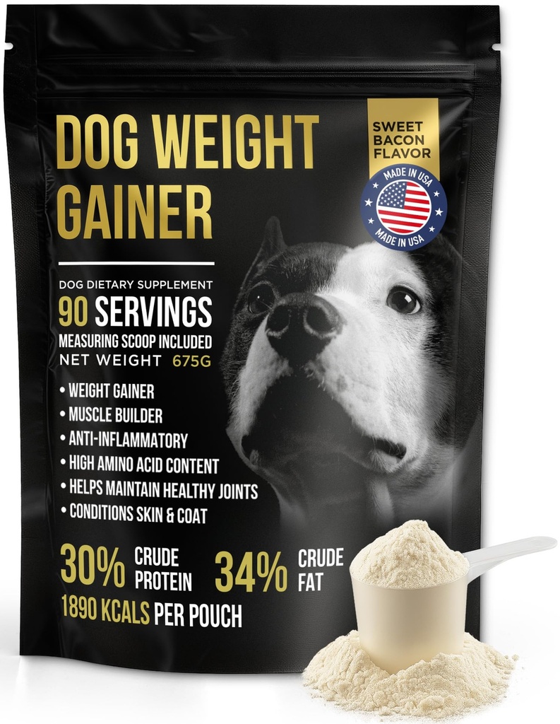 Dog Weight Gainer Environ 90 portions - Suppléments de gain de poids pour chiens - Canine and Dog Muscle Builder - Fabriqué aux États-Unis