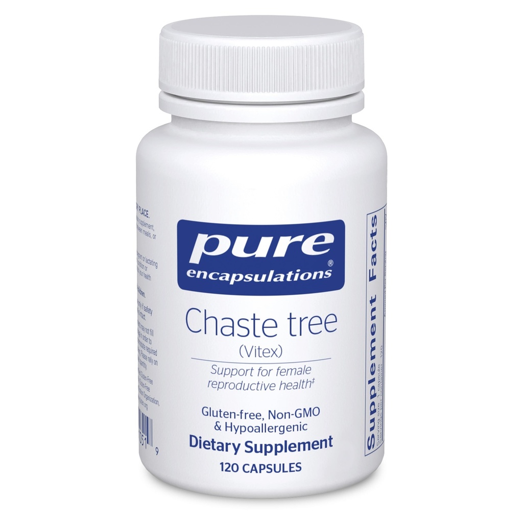 Pure Encapsulations Chaste Tree (Vitex) - Soutient la régularité du cycle menstruel - pour le confort du sein* - Supplément pour femmes - Soutien de l'équilibre hormonal - Non-OGM & Vegan - 120 capsules