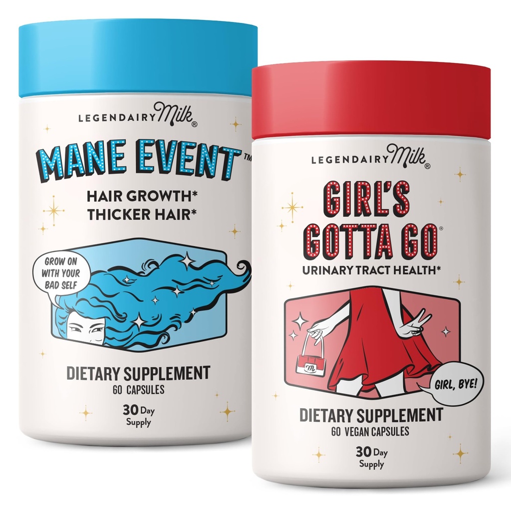 Legendairy Milk Mane Event Hair Growth Vitamins + Girl’s Gotta Go Urinary Tract Support for Women