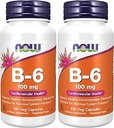 MAINTENANT suppléments, vitamine B-6 (HCl pyridoxine) 100 mg, santé cardiovasculaire*, 100 gélules (paquet de 2)