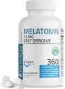 Bronson Melatonin 12mg Rapide Dissolve Nighttime Sleep Aid Support & Relaxation Support, 360 Lozanges végétariennes menthe poivrée