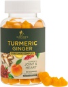 Turmeric Curcumin Supplement Gummies - 95% Curcuminoids with Turmeric & Ginger, Black Pepper for Best Absorption, Nature's Vegan Joint Support, Non-GMO, Gluten Free, Tasty Peach Flavor - 60 Gummies