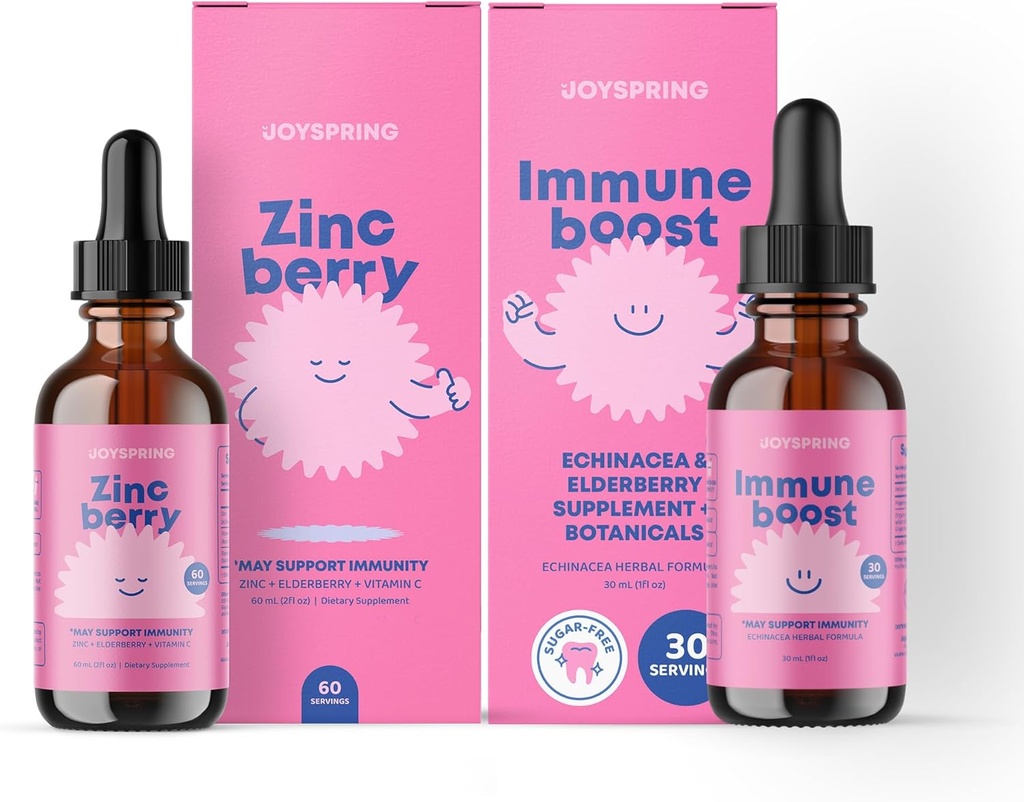 JoySpring Zinc with Vitamin C Liquid Supplement Immune Support for Kids, 1 fl oz