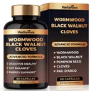 Wormwood Black Walnut Clove Cleanse for Humans - Advanced Detox Formula for Adults - Gut Health Supplement with Wormwood Herb, Black Walnut Hull Extract & Clove - 60 Capsules