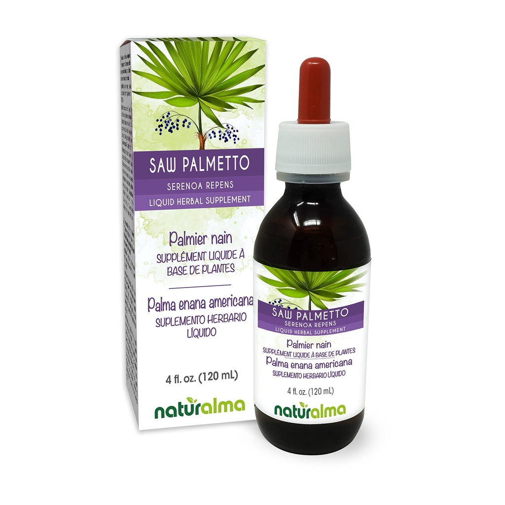 Naturalma Saw Palmetto (Serenoa repens or Sabal serrulata) Teinture sans alcool de fruits - 4 fl oz extrait liquide dans les gouttes - supplément à base de plantes - végétalien