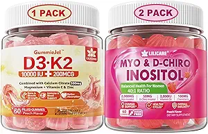 Bundle: Vitamine D3 K2 Gommies remplis et Gommies Inositol Idéal 40:1 Rapport Myo & D-Chiro