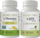 Nature's Trove L-Theanine 200mg 120 Capsules végétariennes et 5-HTP 100mg 120 Capsules végétariennes - Stack d'humeur calme et sain