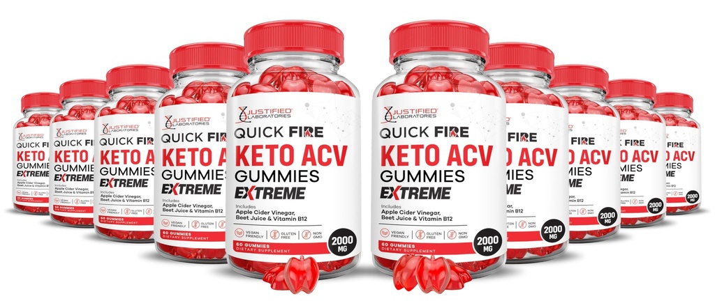 (10 Pack) Quick Fire Keto ACV Gummies Extreme 2000MG QuickFire Keto Gummies Apple Cider Vinegar Formulated with Pomegranate Beet Juice Powder B12 Vegan Non GMO 600 Gummys