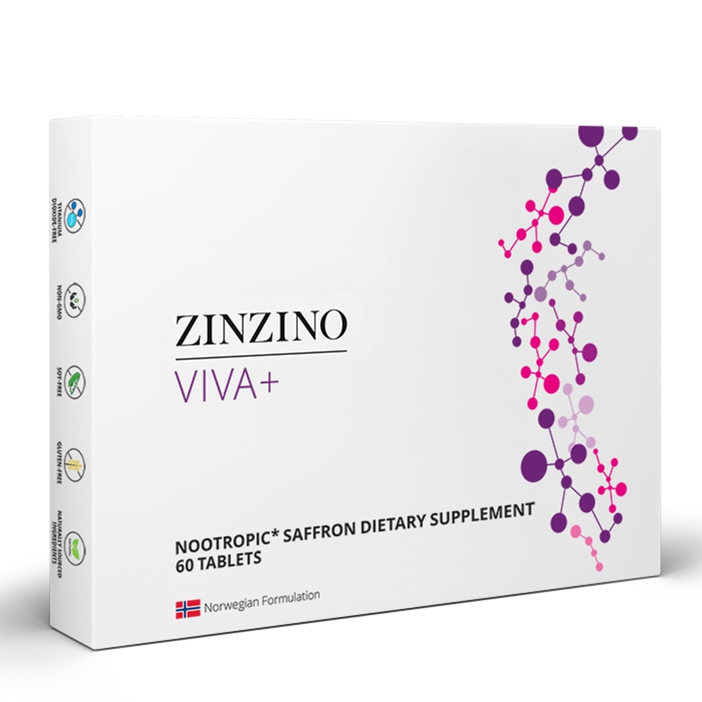 ZINZINO Viva + - Contains Iodine, Vitamin C and Magnesium, Promotes Restful Sleep, Improves Concentration, Learning, Memory and Reasoning - 60Tablets