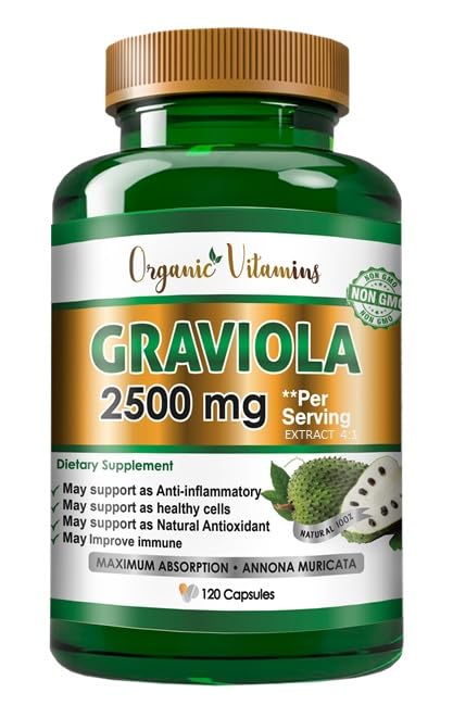 VITAMISAN Graviola Soursop, Natural Dietary Supplement. Leaf & Fruit Extract 120 Capsules Antioxidant, High Potency Capsules Made in The USA