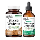 Wild & Organic Black Walnut 120 Capsules & Soursop Graviola Tincture 4 fl oz