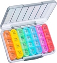 Daviky Weekly Pill Organizer 4 fois par jour, humide-proof Pill Box 7 Jour, quotidien Pill Case Medicine Organizer Box Facile à transporter, Voyage Pill Organizer avec 28 compartiments pour tenir les vitamines et les médicaments