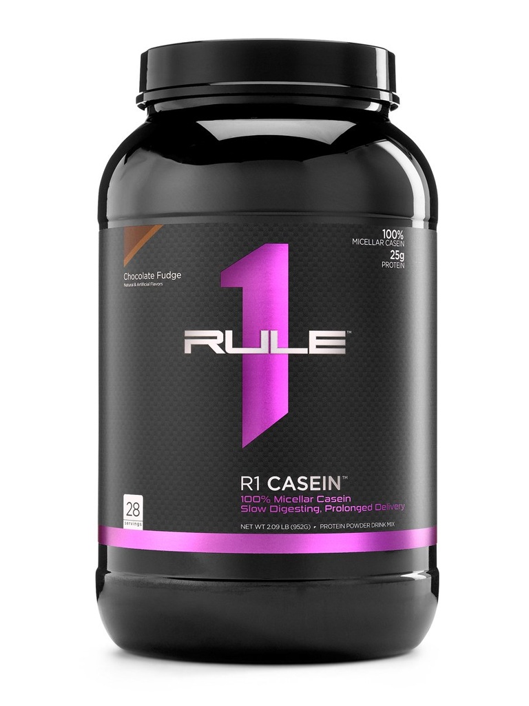 Rule One Proteins, R1 Casein - Chocolate Fudge, 25g Slow-Release Premium Micellar Casein to Keep Muscles Fed Overnight or Between Meals, Long Lasting Amino Acid Delivery, 2 Pounds, 28 Servings