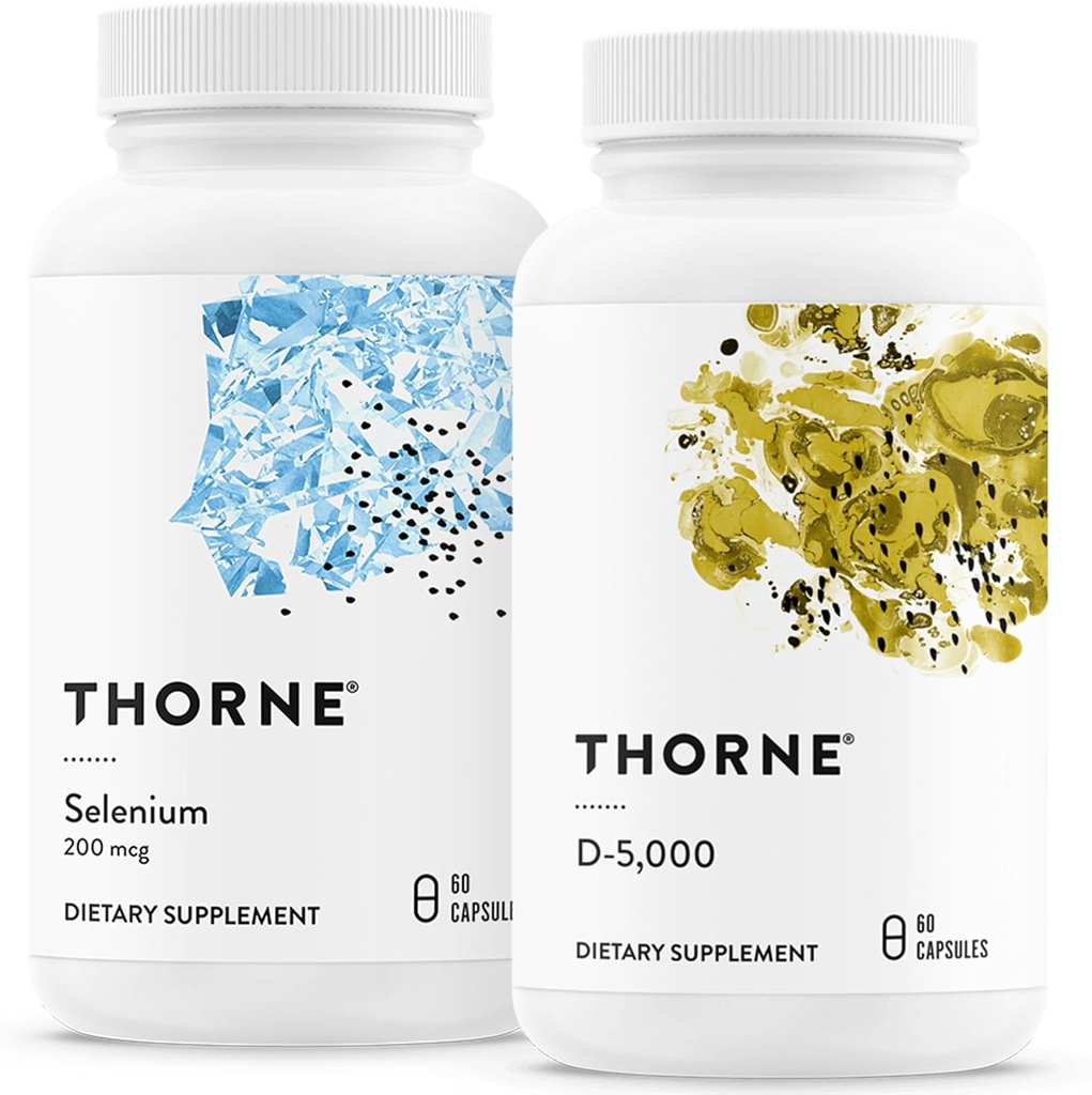 THORNE - Ensemble antioxydant et bien-être - Sélénium et vitamine D-5000 - Soutient la santé thyroïde et la fonction immunitaire - 60 portions
