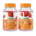 Zinc Lifeable 50mg + Vitamine D 5000 UI, Gummies Bundle - Grande dégustation, supplément de vitamine, sans gluten, sans OGM, Gummy à croquer