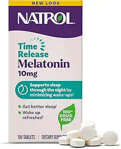 Natrol Advanced Sleep Melatonin 10mg, complément alimentaire pour le sommeil reposé, la libération de la mélatonine comprimés, 100 comprimés de libération de temps, 100 jours d'approvisionnement (paquet de 12)