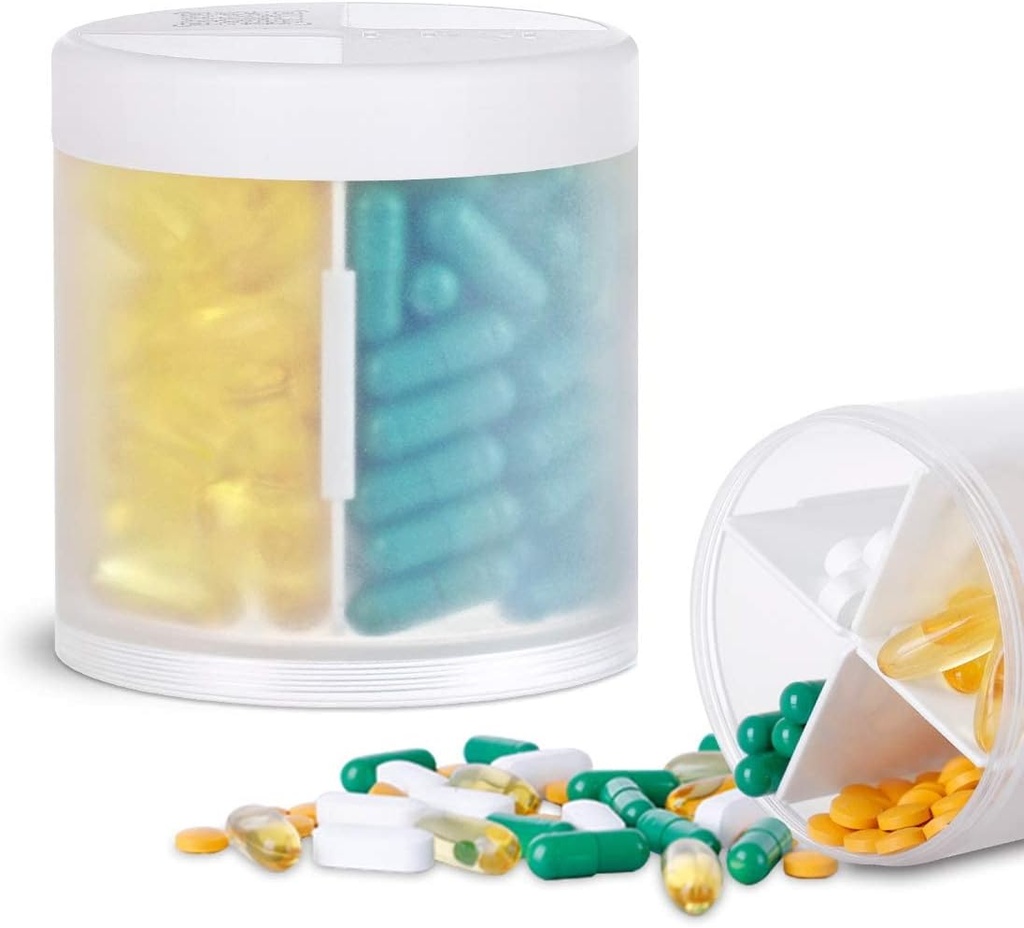 Extra grand organisateur de supplément avec 4 compartiments facile ouvert distributeur de pilules mensuel médecine vitamines organisateurs de stockage bouteilles de pilules, transparent