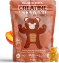 Gommies monohydratées de créatine pour les hommes et les femmes $ 5000mg de Gommies de créatine par portion $ Sucre, sans gluten et halal $ Pack de 90 pour pré-entraînement et récupération musculaire $ Peach Flavor