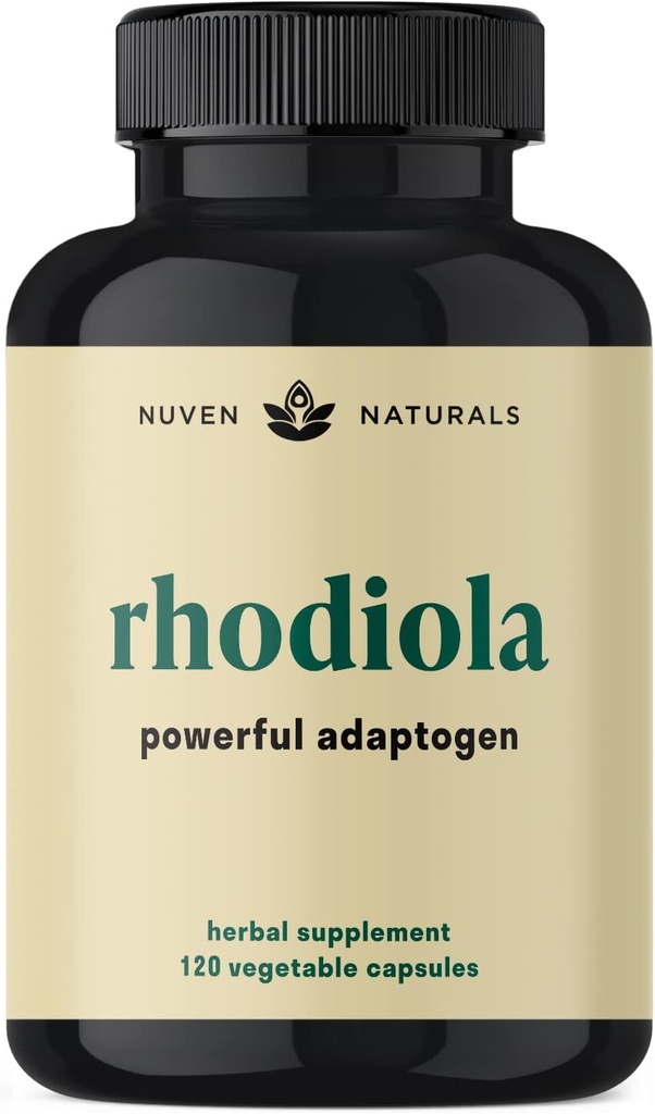 Rhodiola Rosea 600 mg de 60 portions de supplément de Rhodiola ultra-potent avec 3% de Salidroside et 1% de Rosavins pour le support du stress, le soutien de l'humeur et l'énergie - Adaptogènes pour le calme et le focus - Sans gluten et sans OGM