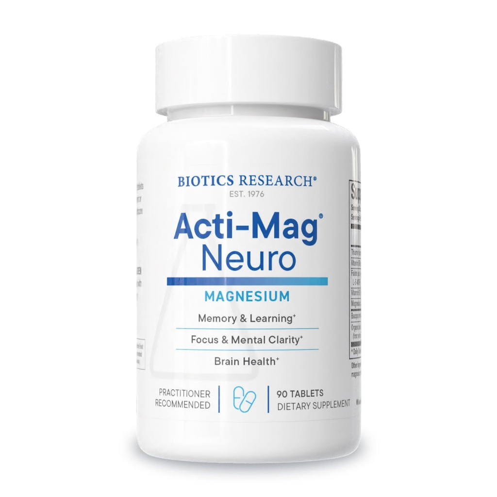 Biotics Research Acti-Mag Neuro – Advanced Magnesium with BacoMind® (Standardized to ≥28% Bacosides) for Cognitive Performance & Stress Resilience - 90 Tablets
