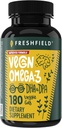 Vegan Omega 3 DHA: Huile d'algues, la plus examinée, Carrageenan libre, durable, testé, Pas de métaux lourds, Huile de poisson Alt, Omega basé sur la plante. Soutient le coeur, le cerveau, la santé articulaire