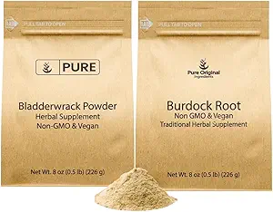 PURE INGREDIENTS ORIGINAUX Ensemble de poudres de racines et de bradderwrack, 8 oz chacune, labo-vérifié, suppléments à base de plantes