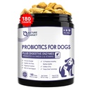NATURE TARGET Probiotiques pour chiens, 6 milliards d'UFC, Probiotiques pour chiens séchés congelés avec prébiotiques et enzymes pour la diarrhée, le gaz, les vitamines et l'oméga 3 pour la peau et la santé immunitaire, anti-allergie, 180 Compte