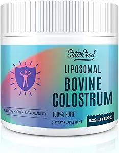 Supplément en poudre de colostrum bovin liposomique 100% Pure Colostrum, 150% Biodisponibilité plus élevée pour la santé immunitaire et gut (60 portions)