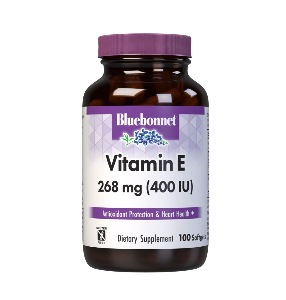 Bluebonnet Nutrition Vitamin E 400 IU (268 mg) Mixed Tocopherols Softgels, Free Radical Portection & Cardiovascular Support, Gluten-Free, Dairy-Free, Softgels, Servings, 100 Count
