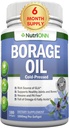 Huile de Borage - 1000 mg - 180 Softgels - Huile de Borage GLA haute pression à froid - Hexane et PA Free - Idéal pour la peau, les cheveux et les os.