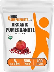 BulkSupplements.com Poudre de grenade biologique - supplément de grenade pour le soutien immunitaire, supplément à base de plantes - sans gluten, 5g par portion, 500g (1,1 lb) (paquet de 1)