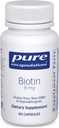 Encapsulations pures Biotin 8 mg - Supplément de vitamine B pour aider à soulager le stress, cheveux, peau et ongles Renforcement, métabolisme, hydrate de carbone et système nerveux* - avec la biotine Premium - 60 capsules