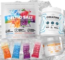 Sel celtique Electrolytes Poudre Packets + Supplément en poudre monohydraté de créatine + Turkestérone et Tongkat Ali 1000mg Supplément