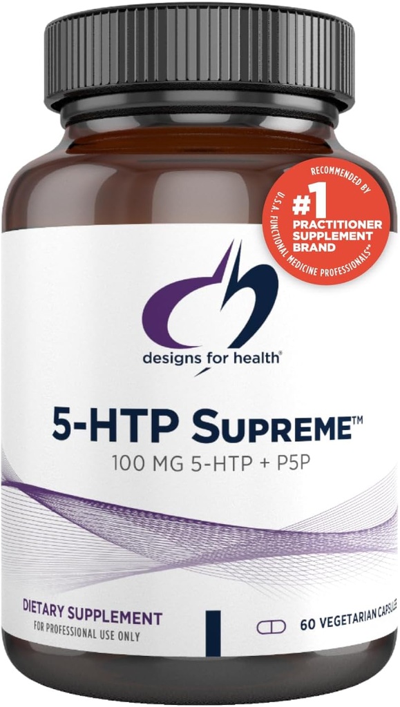 Conceptions pour la santé 5-HTP 100mg avec vitamine B6 (P-5-P) - Supplément 5-HTP Supreme 100 mg - Précurseurs de sérotonine pour aider à soutenir l'humeur saine + l'appétit (60 capsules)