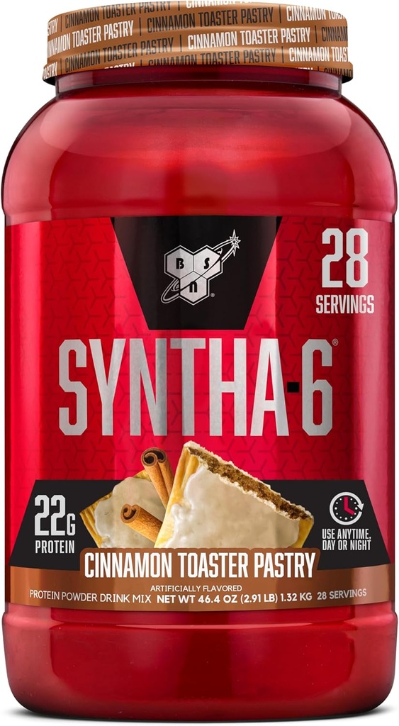 BSN SYNTHA-6 Poudre de protéines premium avec 6g de fibre, protéines de lactosérum, caséine micellaire, mélange isolat de protéines de lait, 5g de graisse, pâte au pain de cannelle, 28 portions (paquetage mai Vary)
