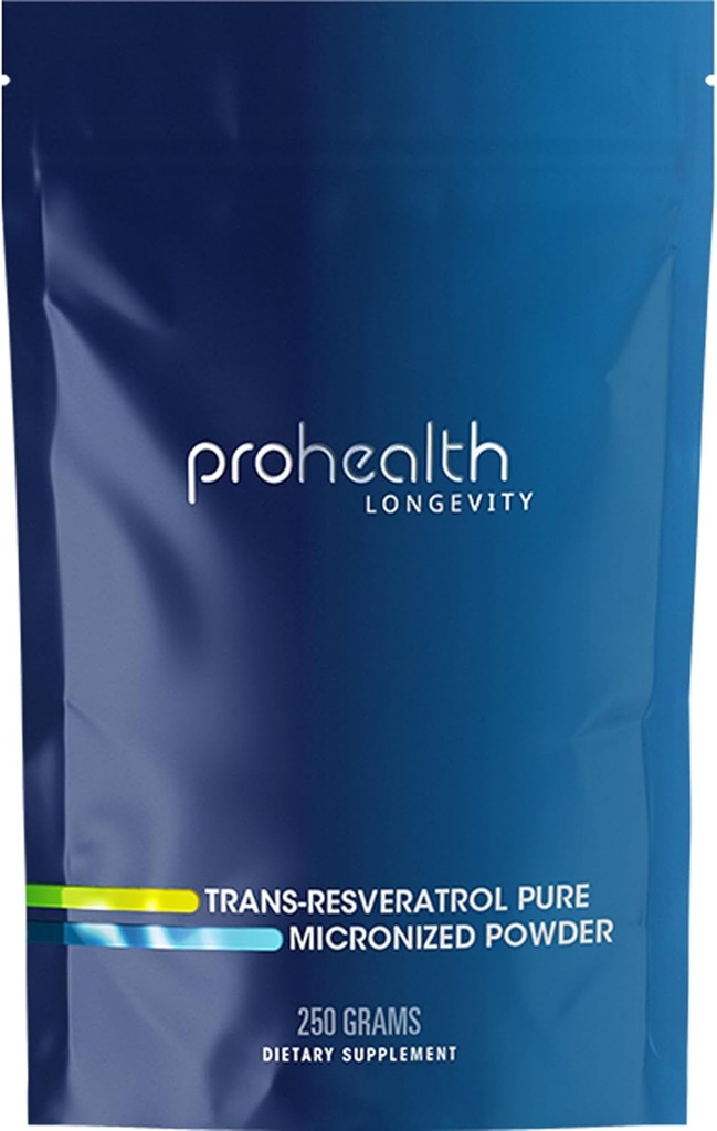 ProHealth Longevity Bulk Trans Resveratrol Poudre 250 grammes - Classe pharmaceutique pure, 1000 mg par scoop, absorption supérieure et biodisponibilité