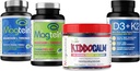 Magtéine Magnésium L-Thréonate 60 Capsules, Magcéutiques MagtéinPRO 90 Capsules, KIDDOCALM Gommies 90 Capsules, Vitamine D3 K2 30 Capsules - Ensemble
