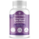TrueSeaMoss Irish Sea Moss Capsules - 120 Capsules de Elderberry (1600mg) - Superfood prébiotique - Boosts Le système immunitaire et digestif - peau saine, detox kéto, Gut, soutien interarmées