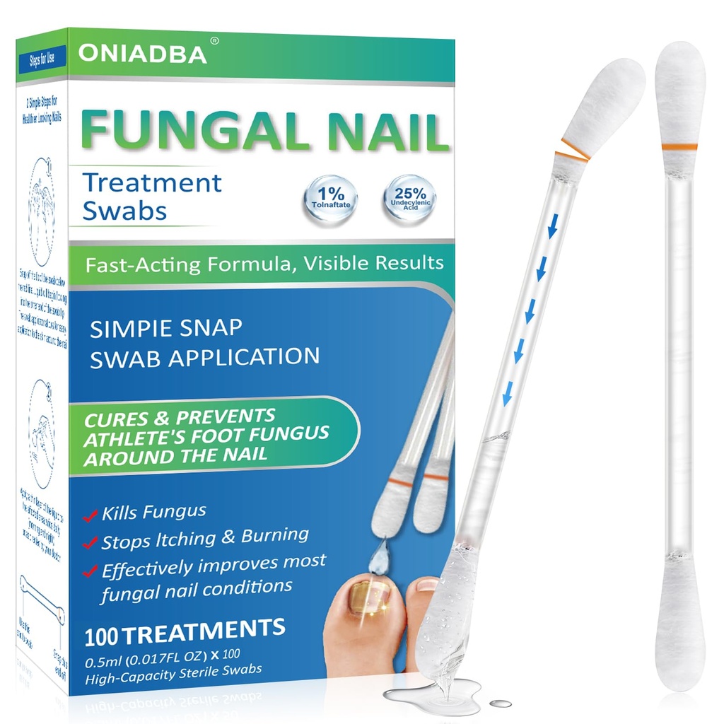 Fungal Nail Treatment Swabs–100 Ct, Extra Strength Toenail & Athlete’s Foot Fungus Treatment with 25% Undecylenic Acid, Damaged, Discolored & Thick Nails, Restores Healthy Nail Growth