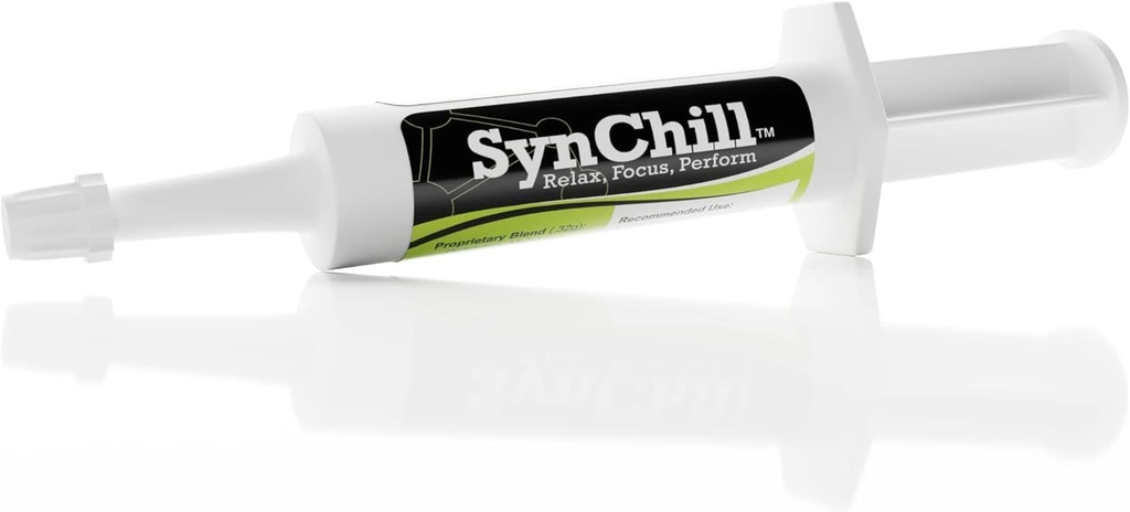 SynChill Oral Horse Calmant Gel, Supplément 100% Naturel et Nutritionnel, Résultats Prouvés en laboratoire, Conçu pour Focus & Performance, Approuvé par les professionnels olympiques et vétérinaires, Fabriqué aux États-Unis - 1 Pack