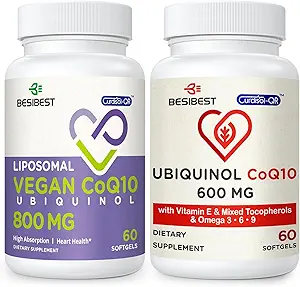 CoQ10 600mg Ensemble 1PCS avec 800mg Liposomique CoQ10 Supplément Ubiquinol 1PCS